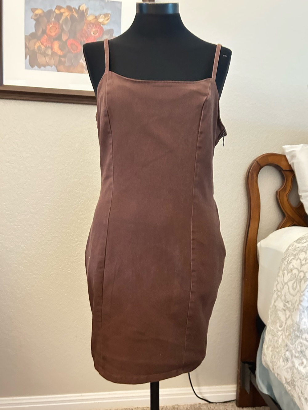 Divided Brushed Corduroy Brown Slim Fit Sleeveless Mini Dress. Size M. NWTGS